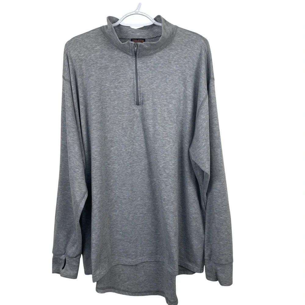 Duluth Trading Co‎ Mens 3XL Gray 1/4 Zip Long Sleeve Top Thumbholes 31415